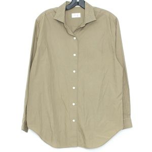 Foxcroft Womens Top Button Up Brown 12 L1